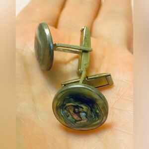 Elegant Abalone Cufflinks. Vintage. Sterling Silver
